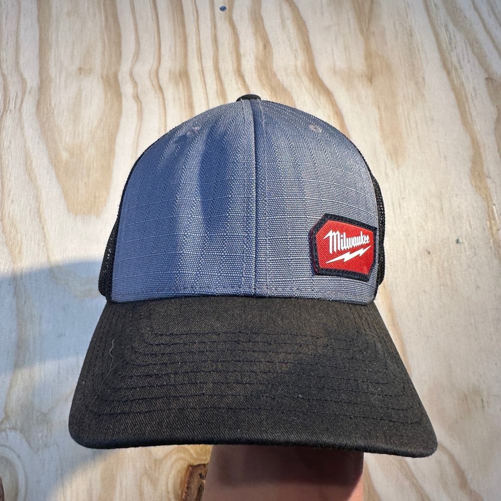 Milwaukee Gridiron Trucker Hat Gray Black Mesh Snapback Cap One Size RN 150428